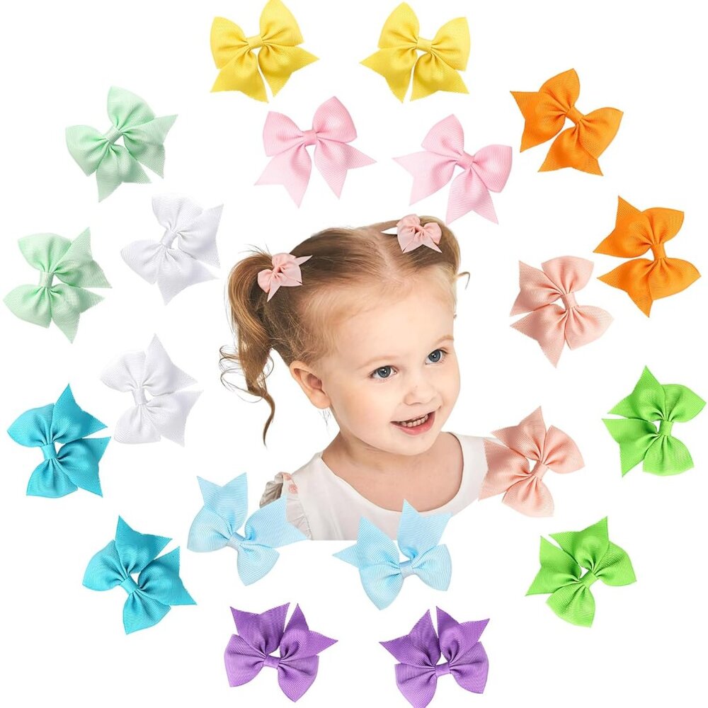 20pcs 2.36" Girls Hair Bows with Alligator Clips